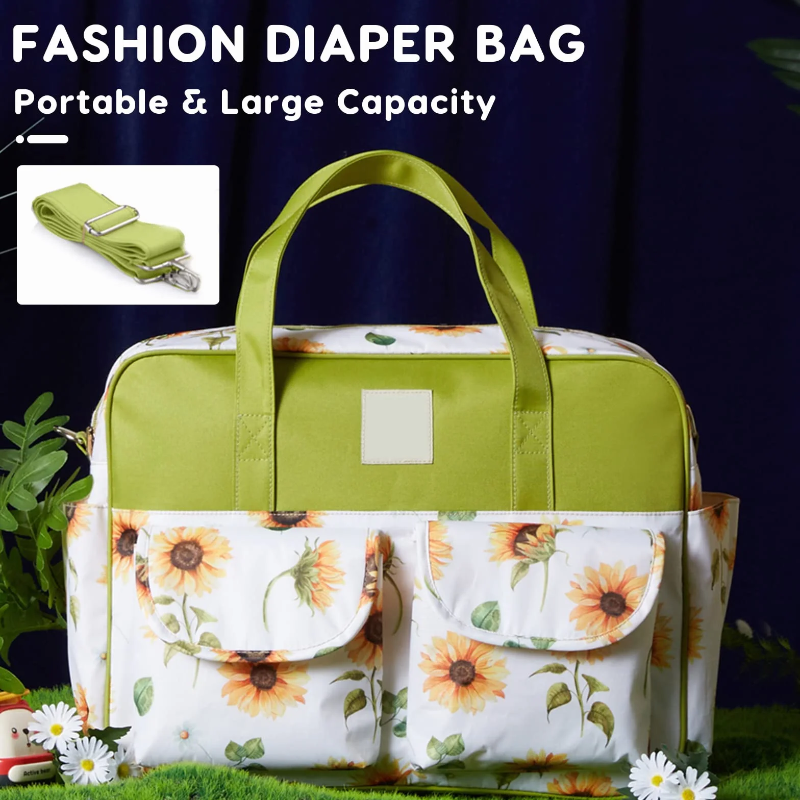 SONARIN Stilvolle Große Kapazität Baby Wickeltasche,Wasserdicht Tragbare Reise Wickeltasche Umhängetasche Tragetasche Henkeltaschen Babytasche mit Schultergurte & Wickelunterlage