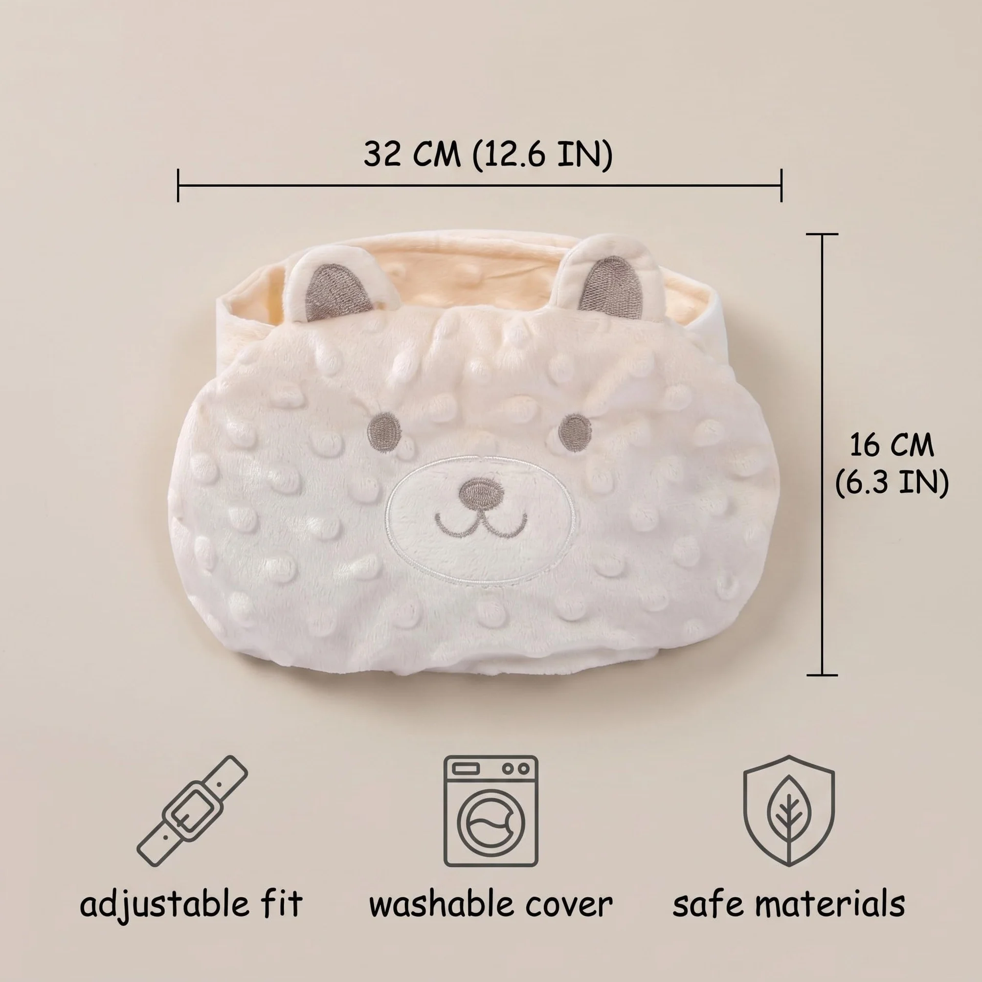 Baby Wärmegürte, Natürliche Wärme gegen Blähungen und Koliken, Verstellbarer Bauchgurt für Neugeborene und Babys bei Bauchweh (Beige, Niedliches Schweinchen-Design)
