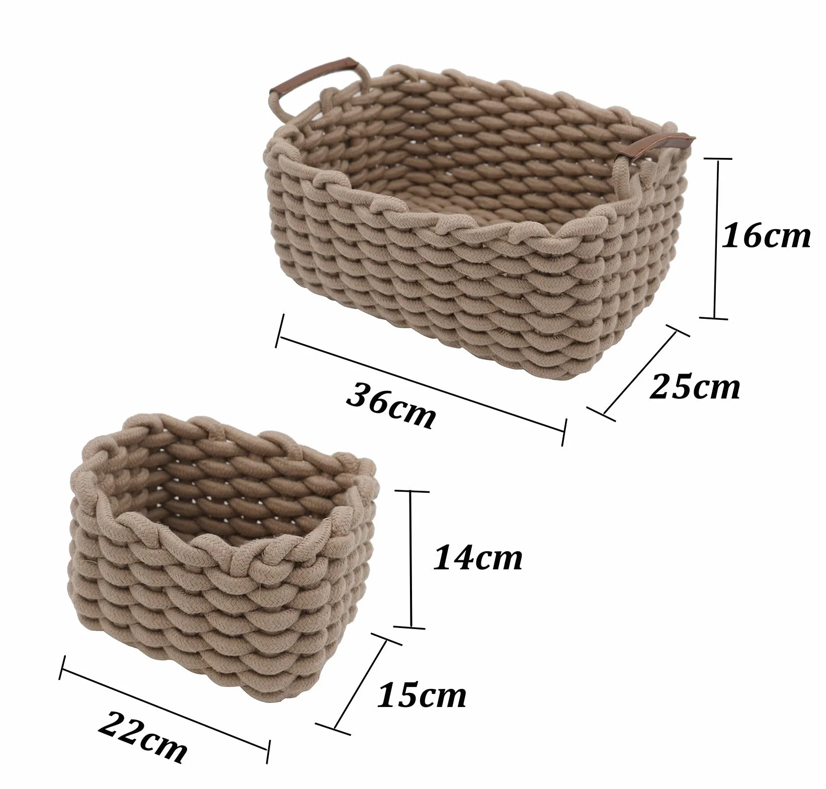 Icegrey Aufbewahrungskorb Baumwolle Strickkorb Dekorative NatüRliche Rechteck Wasserdichter Aufbewahrungsboxen Organisatoren für Babyzimmer, Schlafzimmer, Wohnzimmer Khaki 3er Pack