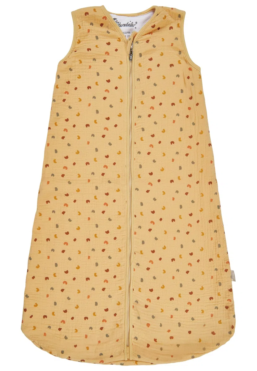 Sterntaler Schlafsack 110cm Giraffe & Löwe – Leichter Musselin mit Feinfrottee-Futter – Zwei-Wege-Reißverschluss & Kabelöffnung in der Seitennaht- 1,00 TOG – Baby und Kleinkind Schlafsack, Ocker