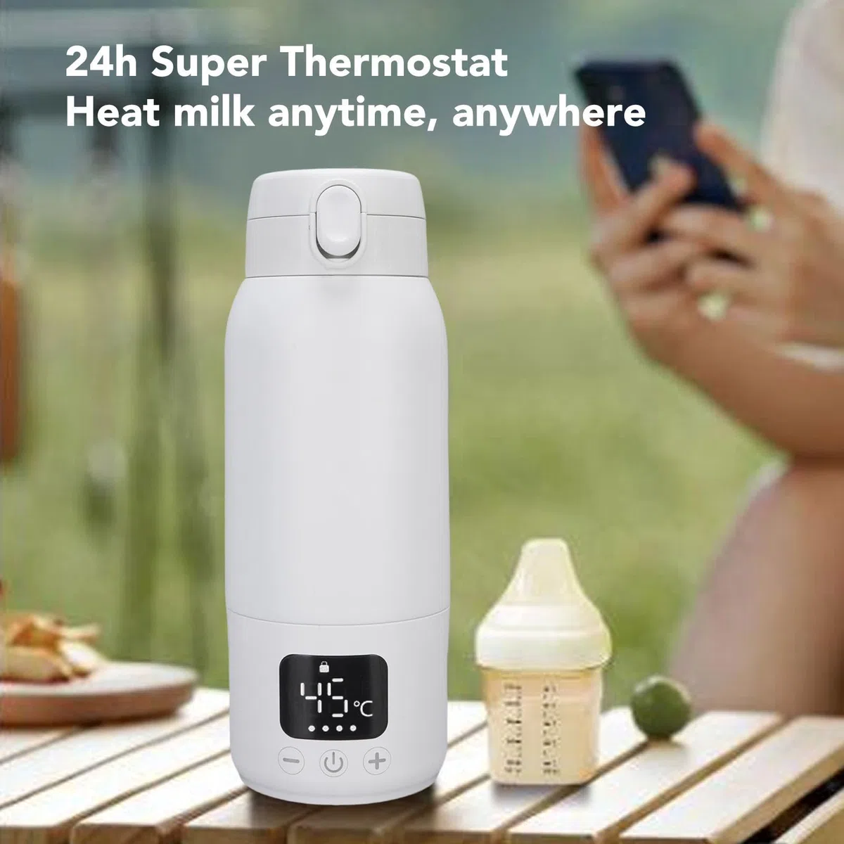SIXRUN Portable Milk Warmer 500mL – Fast Electric Bottle Warmer for Breast Milk & Water, Stainless Steel 316L Heating Plate, 100W Quick Heating, Compact Travel Design