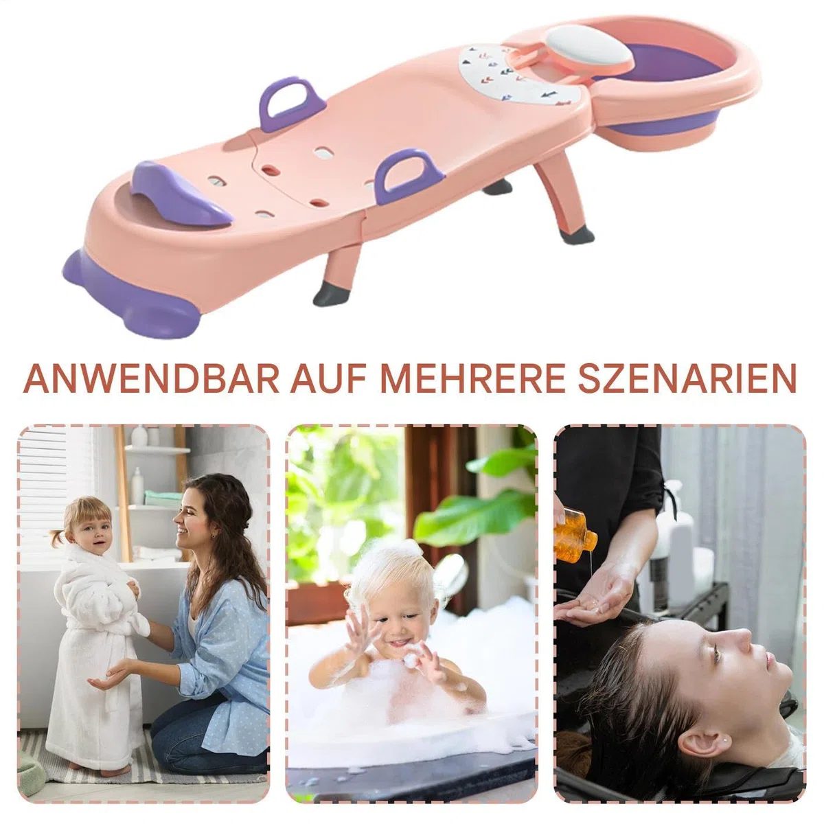 Kinder Shampoo Stuhl - Faltbares Haarwaschsitz für und Mädchen | Salon Shampoo Liege für Kleinkinder, Haushaltsbadstuhl für Kinder, einstellbare Nicht-Schlupf-Unterstützung für das Heimstyli
