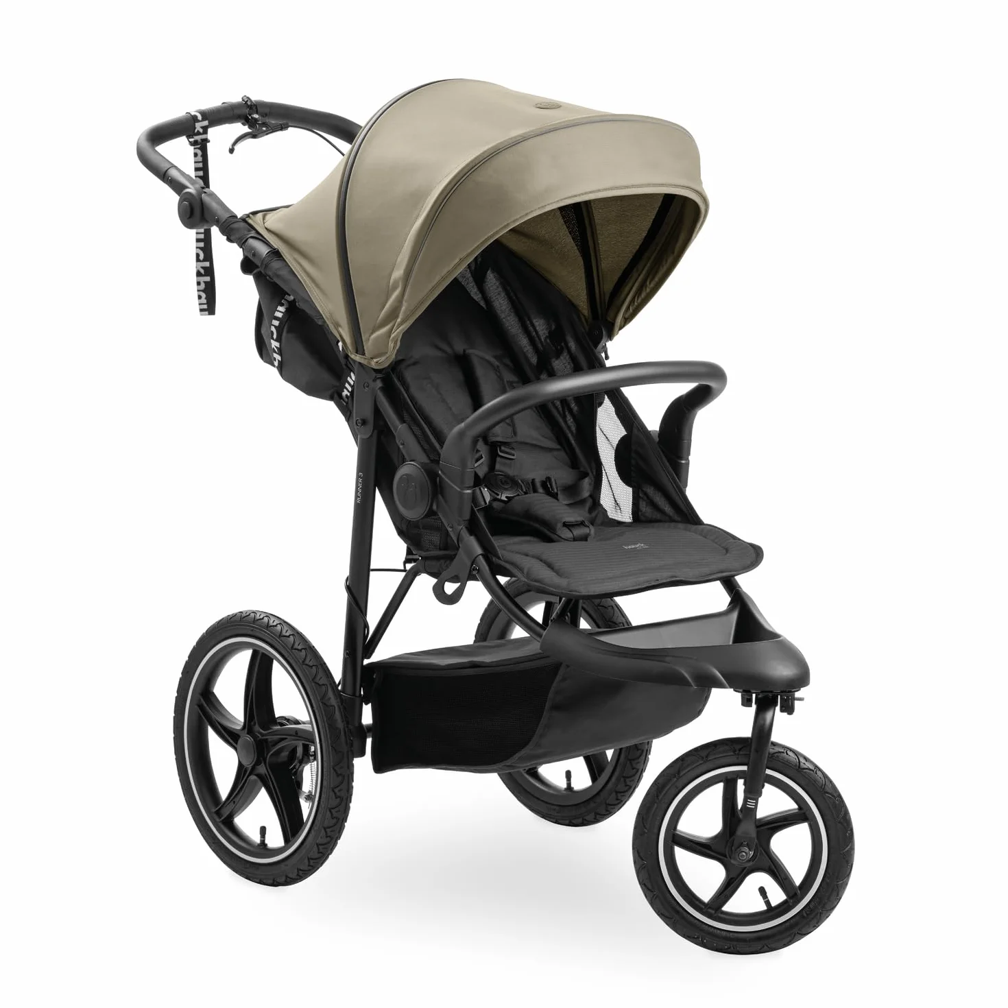 Hauck Runner 3 Olive Dreirad Kinderwagen Buggy mit XL Lufträder Federung Handbremse XL Sonnenverdeck ab Geburt bis 22 kg