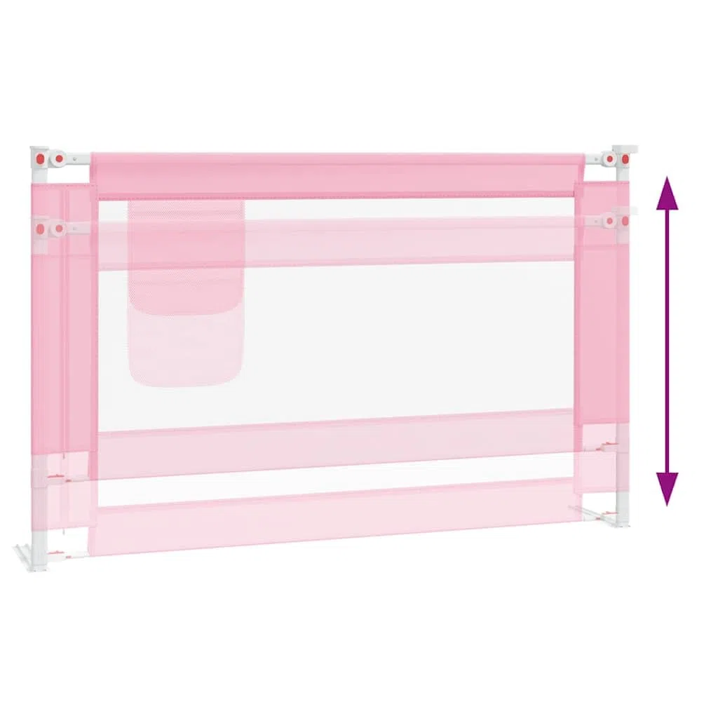 Kleinkind-Bettschutzgitter Rosa 120x25 cm Stoff mit höhenverstellbarem Seitengitter, klappbar, für Babybett, Elternbett, Familienbett, Sicherheit beim Schlafen, Absturzsicherung