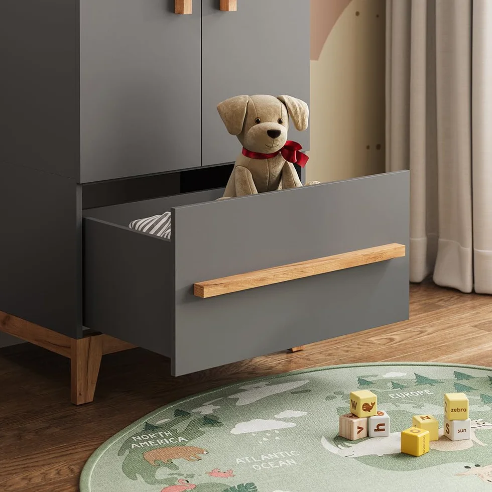 VitaliSpa Kinderzimmer-Set Malia, Grau/Eiche, 4er Set, zur Erweiterung mit weiteren Malia Möbelstücken geeignet