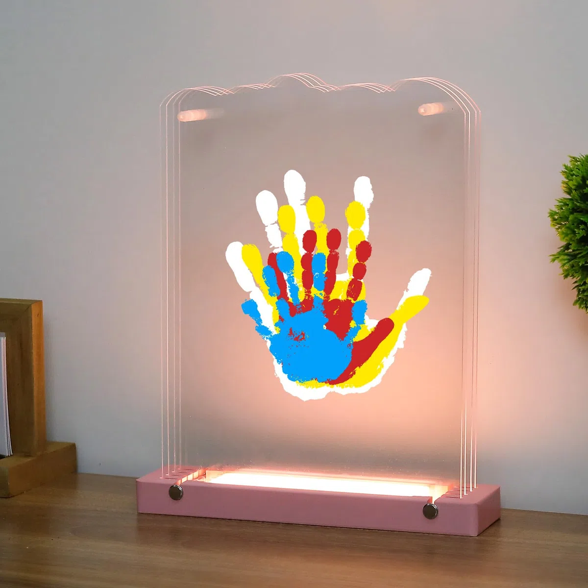 Familien-Handabdruck-Kit Nachtlicht - Benutzerdefinierte Babygeschenke für neue Eltern, Neugeborenes Andenken Baby Handabdruck Kit, Familiengeschenke für Großeltern, neue Babypartykorb, Bastelfarben,