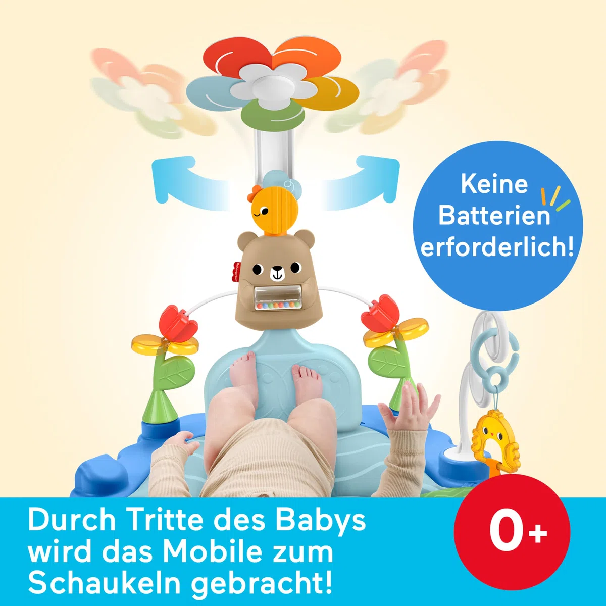Fisher-Price Spieldecke für Babys 3-in-1 Kick & Sway sensorisches Aktivitätsspielzeug für die spielerische Entwicklung von Neugeborenen ab 0 Monaten, JMT98
