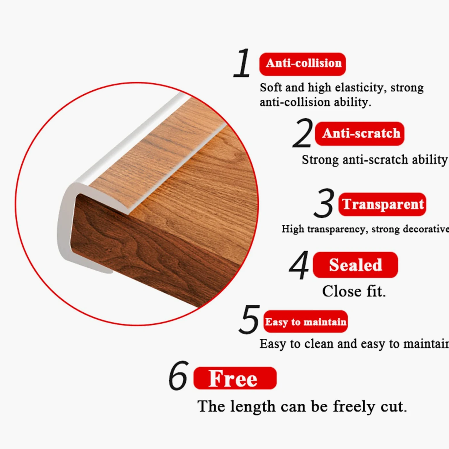 Baby Proofing U-förmiger Kantenschutzstreifen Klarer, weicher Eckenschutz für Kinder Sicherheitsstoßstangen für Tisch, Schrank, Schublade,I-10m/32.8ft