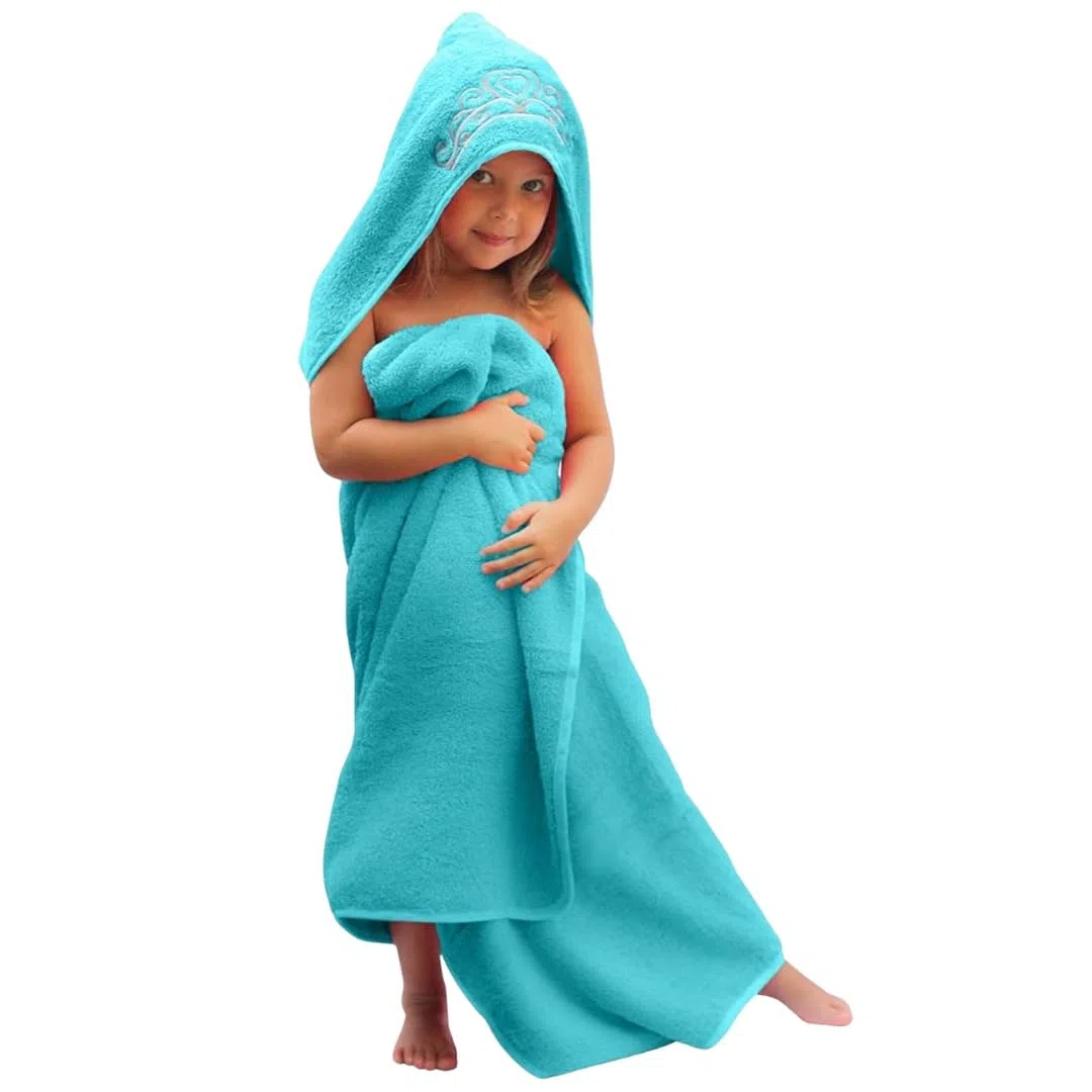 Baby Handtuch mit Kapuze, 70 x 125 cm, Plüsch und saugfähig, luxuriöses Badetuch 600 g/m², 100 % Baumwolle eisblau