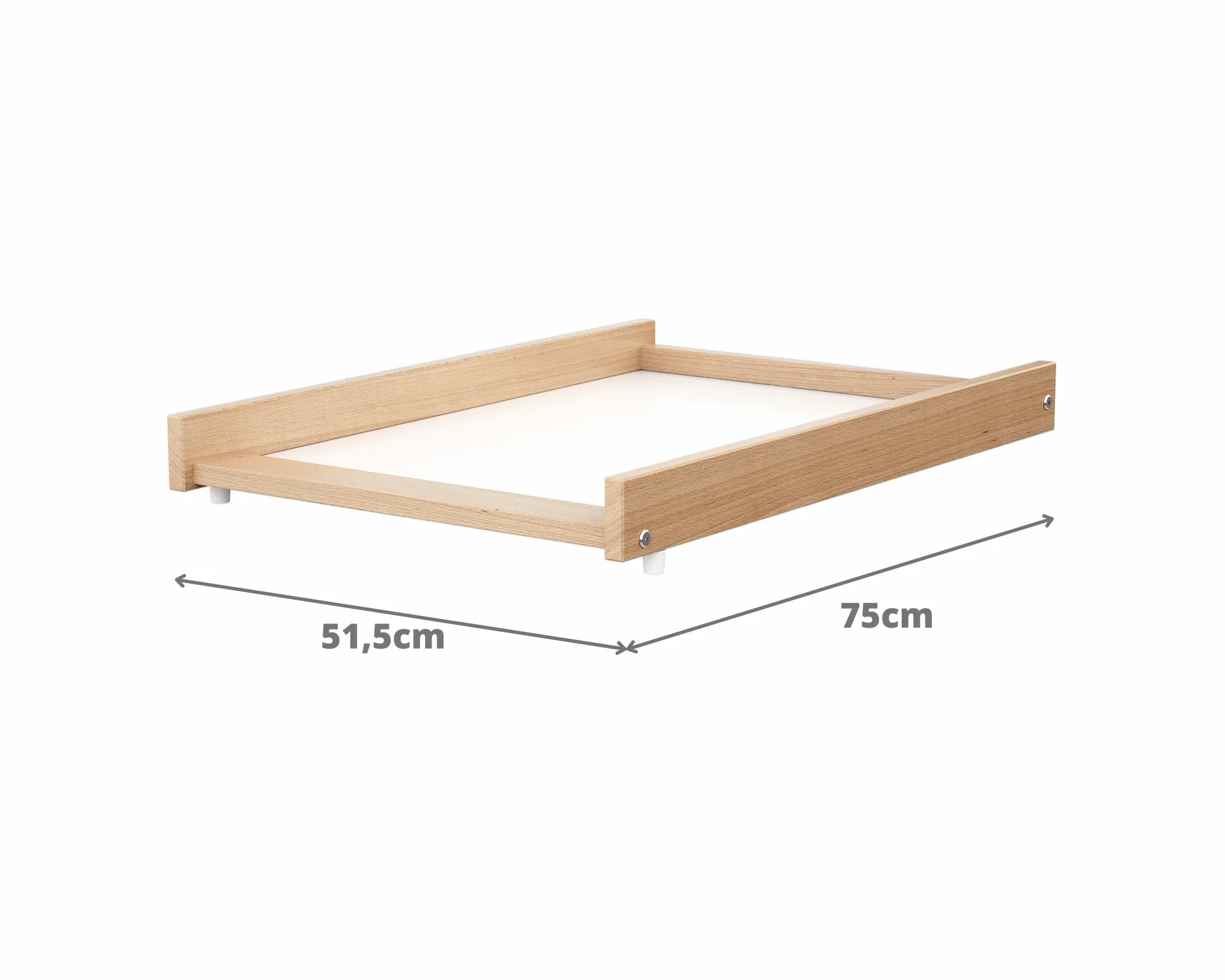 WEBABY - Wickelplan für Babybett MONA Holz Buche Lackiert | Wickeltisch für Babybett 60x120cm | Sichere Installation | Leicht | Praktisch