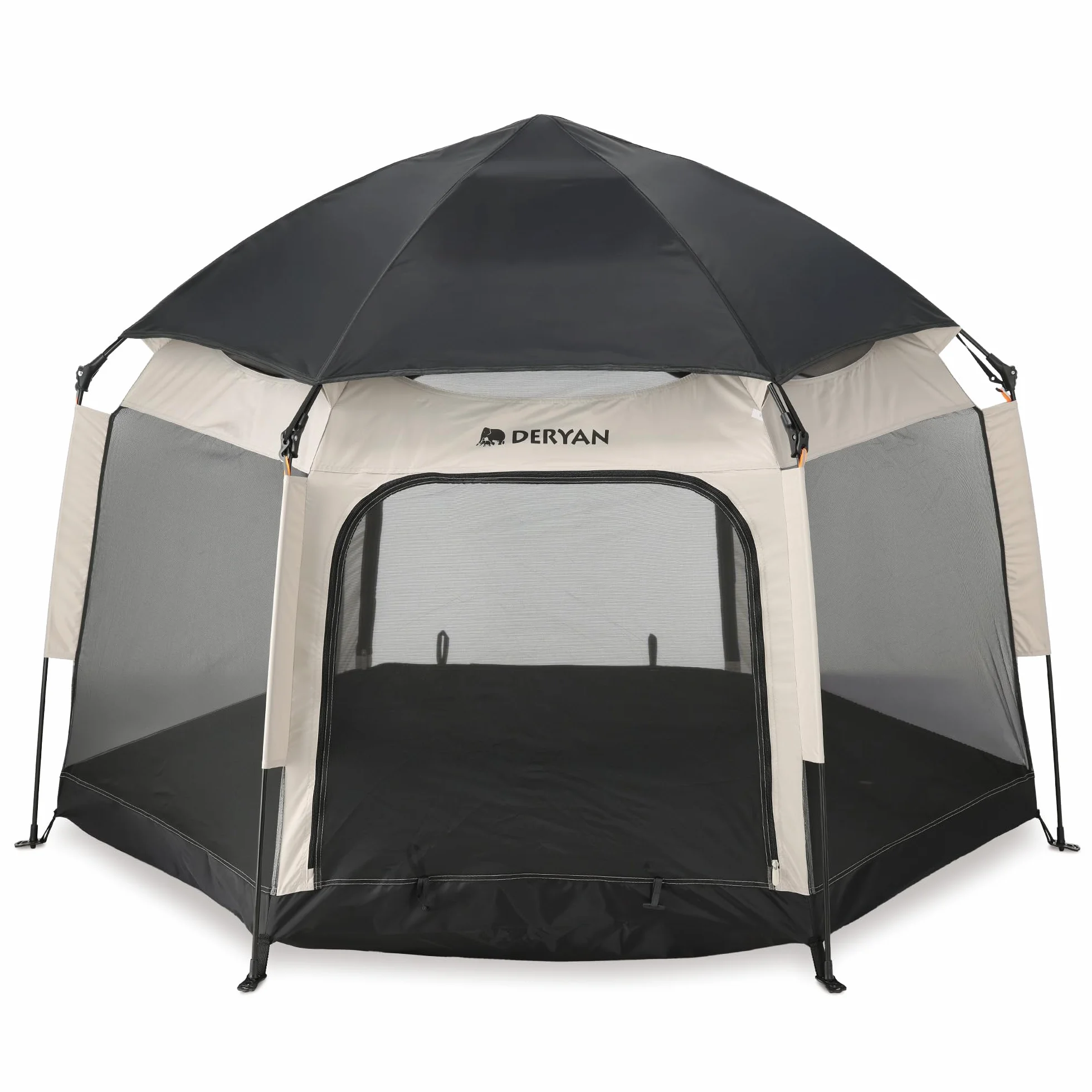 Deryan Up-To-Go pop-up reisebett & kinderbox – Tragbare Strandmuschel für Babys & Kleinkinder – faltbar mit tragetasche, 150 x 170 x 125 cm – Sand