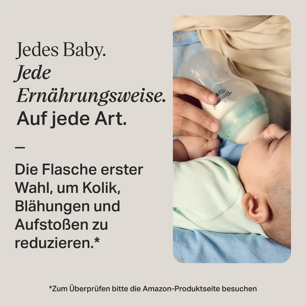 Tommee Tippee fortschrittliches Anti-Kolik-Starterset, 150-ml- und 260-ml-Babyflaschen mit Langsamsauger inbegriffen, 2 x brustähnliche Sauger für mittleren Flüssigkeitsfluss
