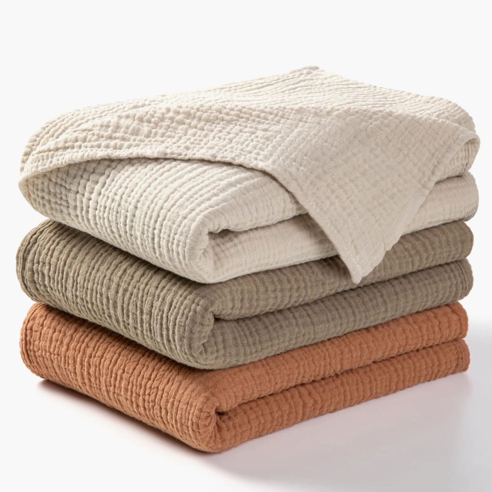lulumoon Baby Pucktuch Musselin Decke - Baumwolle Dünne Atmungsaktive Babydecke - Baby Swaddle Decke Tücher für Junge und Mädchen 3er-Pack (Oliv)
