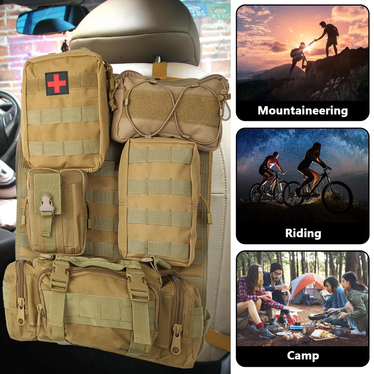 Taktisch Autositz Organizer, Rückenlehnenschutz mit 5 Abnehmbare Tasche Taktisch Autositz Rückenlehnen Organizer Rückentasche für Die Meisten Fahrzeuge