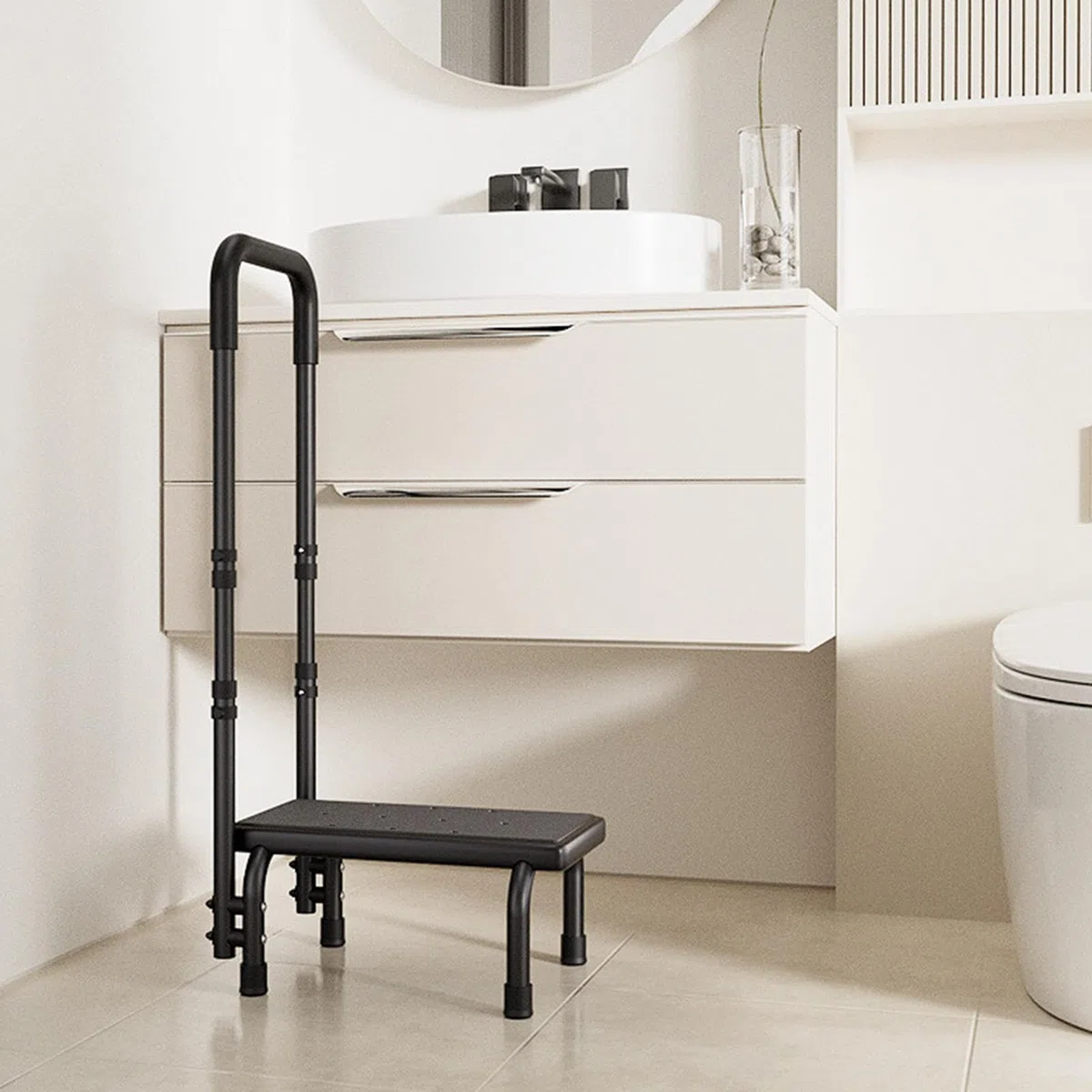 Kinder Trittstufe rutschfest, tragbar, höhenverstellbar | Badeinstiegshilfe für Kinder für Zuhause, Küche, Bad, Schlafzimmer, Garten, Senioren, Schwangere & Kinder