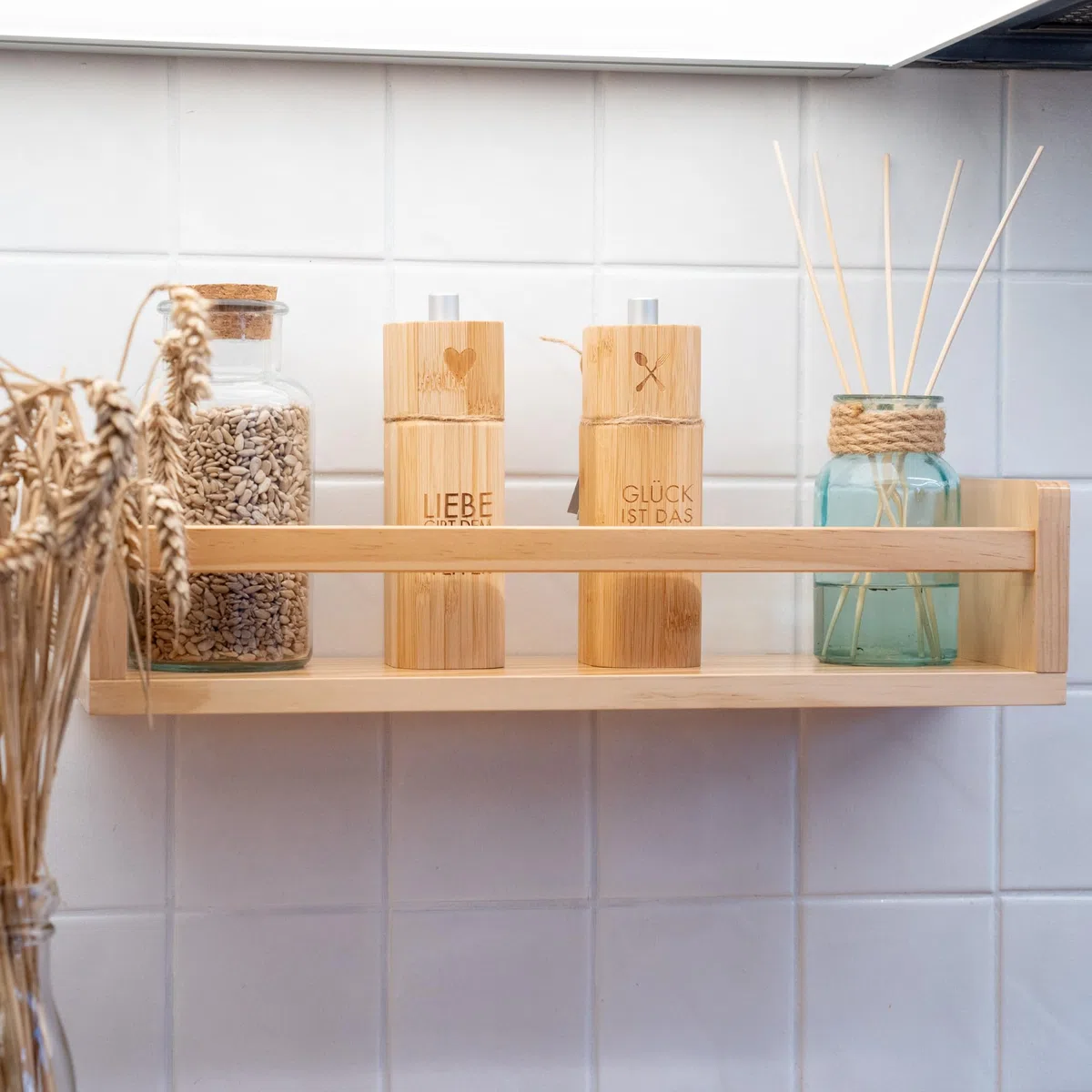 MaLa - 3er Set Natur Bücherregale aus Massivholz – Schweberegal Kinderzimmer Badezimmer Küche Wohnung – Montessori Wandregal für Spielzeug Bilder und Bücher | Abgerundete Ecken