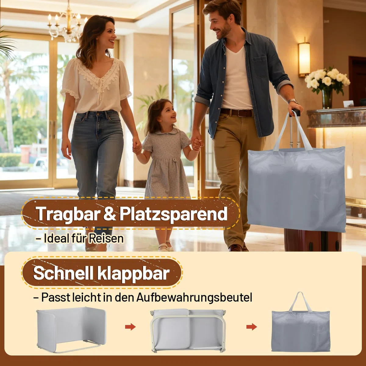 Bettgitter Rausfallschutz 180 cm, Klappbar Rausfallschutz Bett, Höhenverstellbar Bettschutzgitter für Kinder, Werkzeuglos Montierbar, Ideal für Unterwegs(Grau