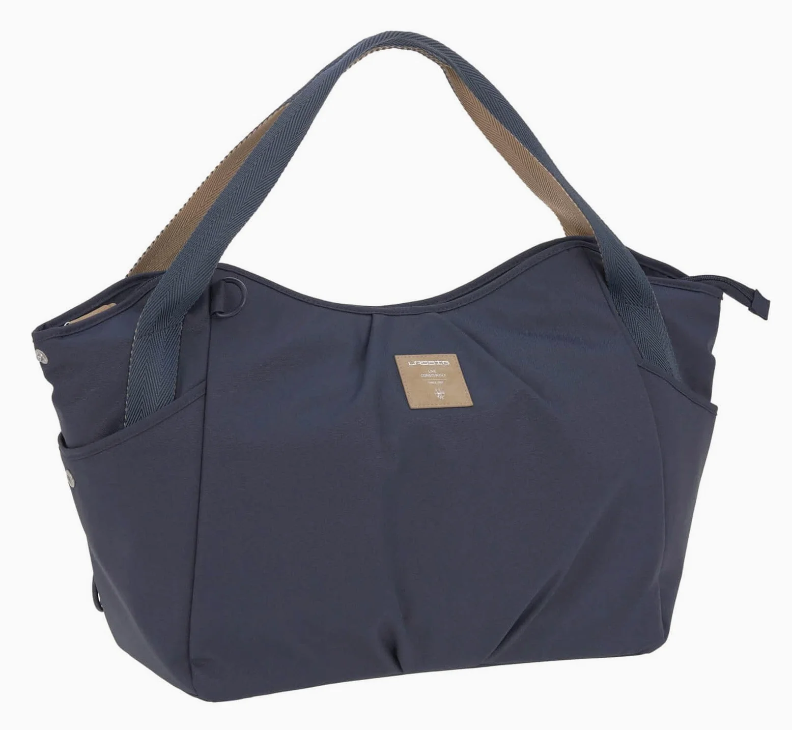 LÄSSIG Baby Wickeltasche Zwillinge Zwillingswickeltasche Babytasche Kliniktasche Wickelrucksack inkl. Wickelzubehör/Green Label Twin Bag Triangle navy