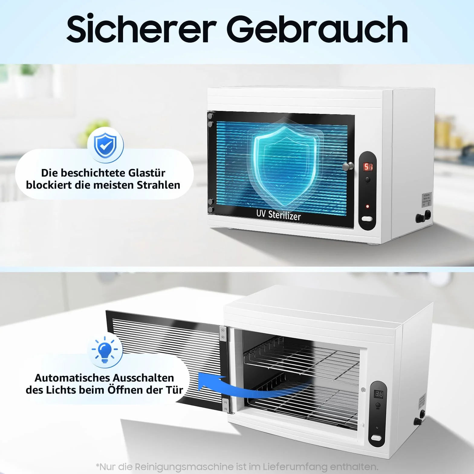 UV Desinfektionsschrank, LED UV-Sterilisator mit Timer 6w 10L Sterilisationsgerät Tool Sterilizer für Maniküre Dental Handtuch und Baby usw