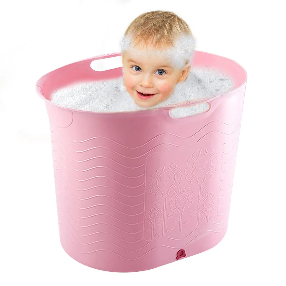 Kinder-Badewanne, Baby-Badewanne, komfortabel, hochtemperaturbeständig, Baby-Badewanne mit Abfluss, großer Baby-Badeeimer für Familienreisen