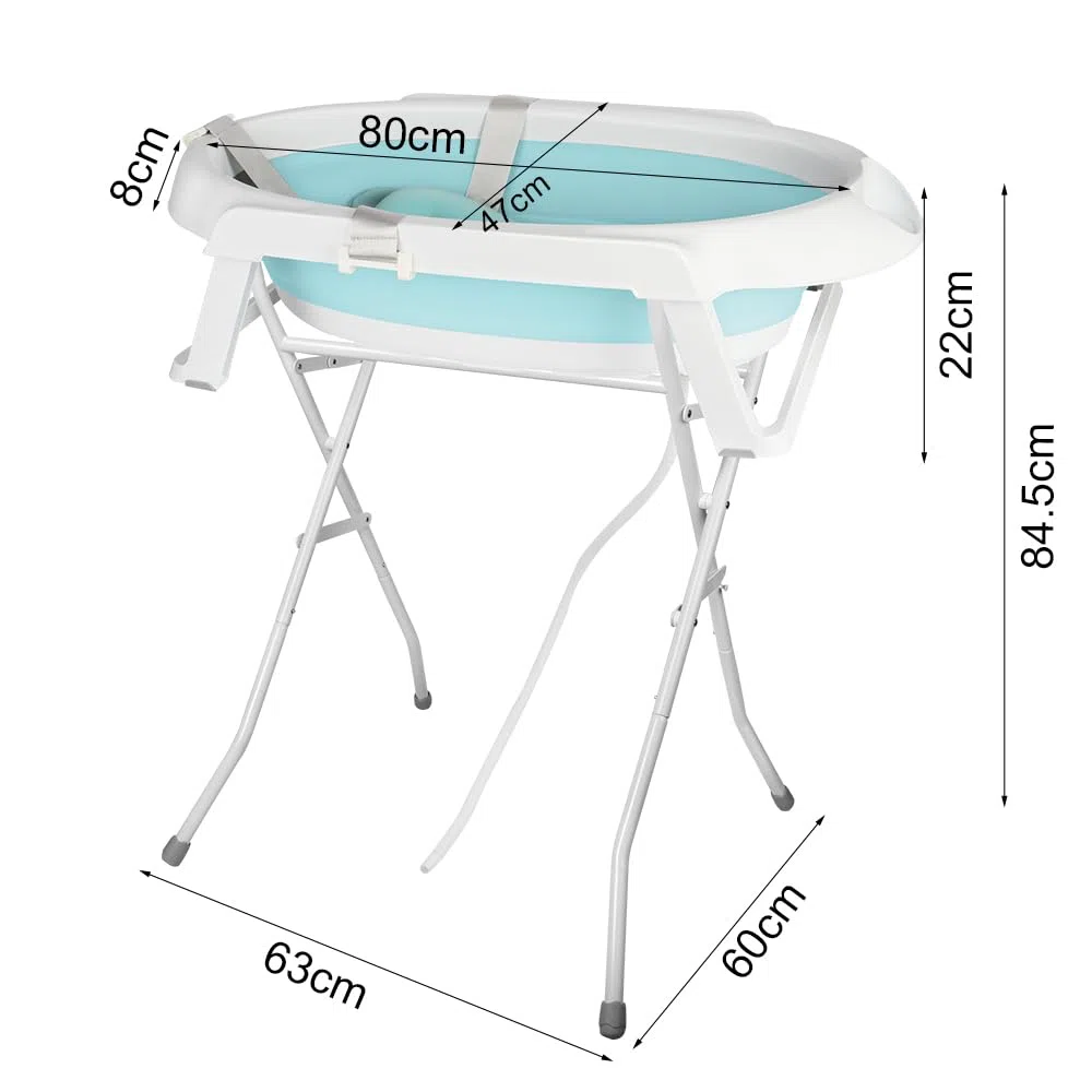 Faltbare Badewanne mit rutschfester Halterung, Badematte und Badewanneneinsatz für Neugeborene und Kleinkinder, große Badewanne XL mit Sitz und Entwässerungsset, Geschenk für Babys
