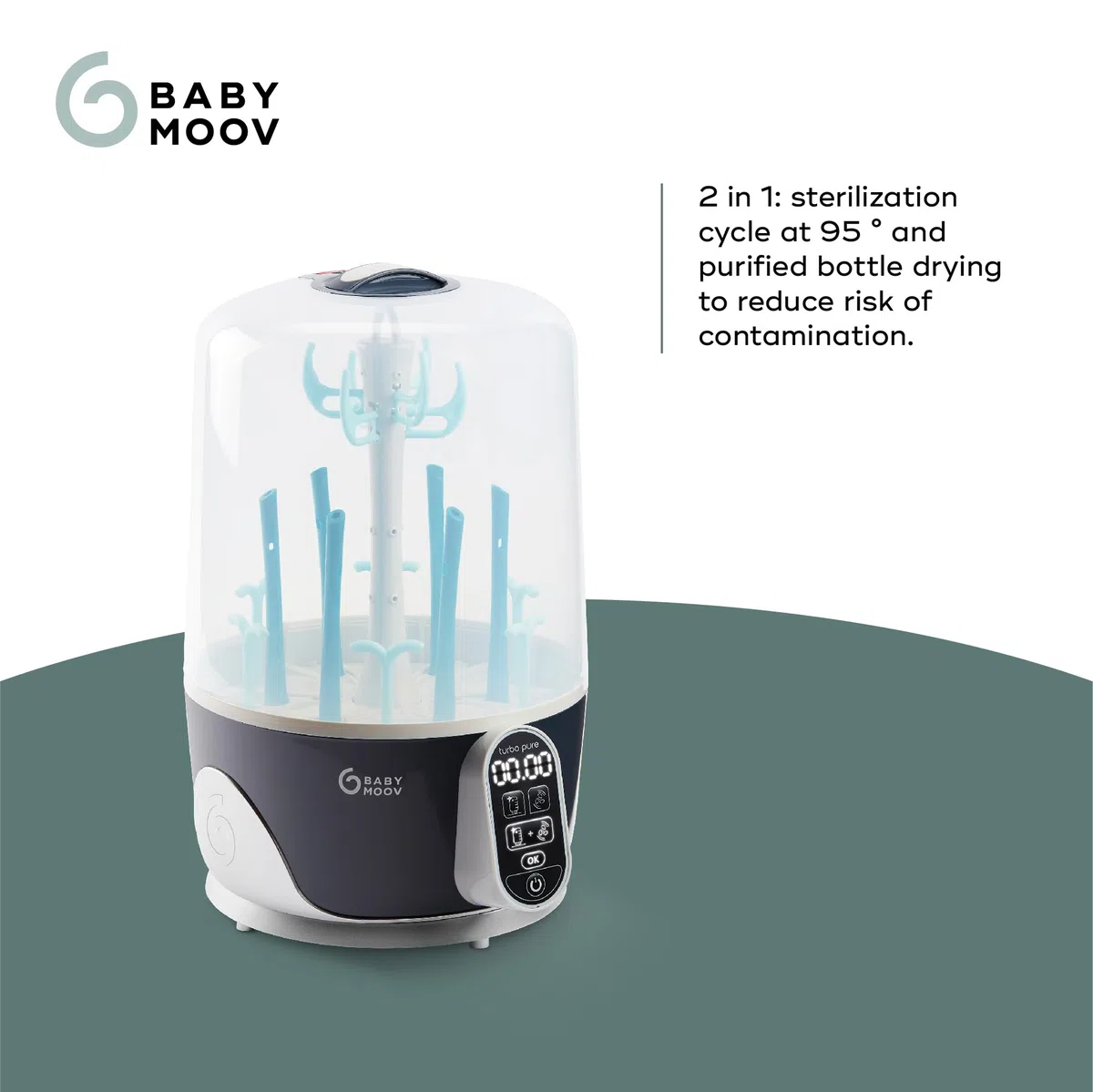 Babymoov Turbo Pure Dampf-Sterilisator und Babyflaschentrockner mit HEPA-Filter