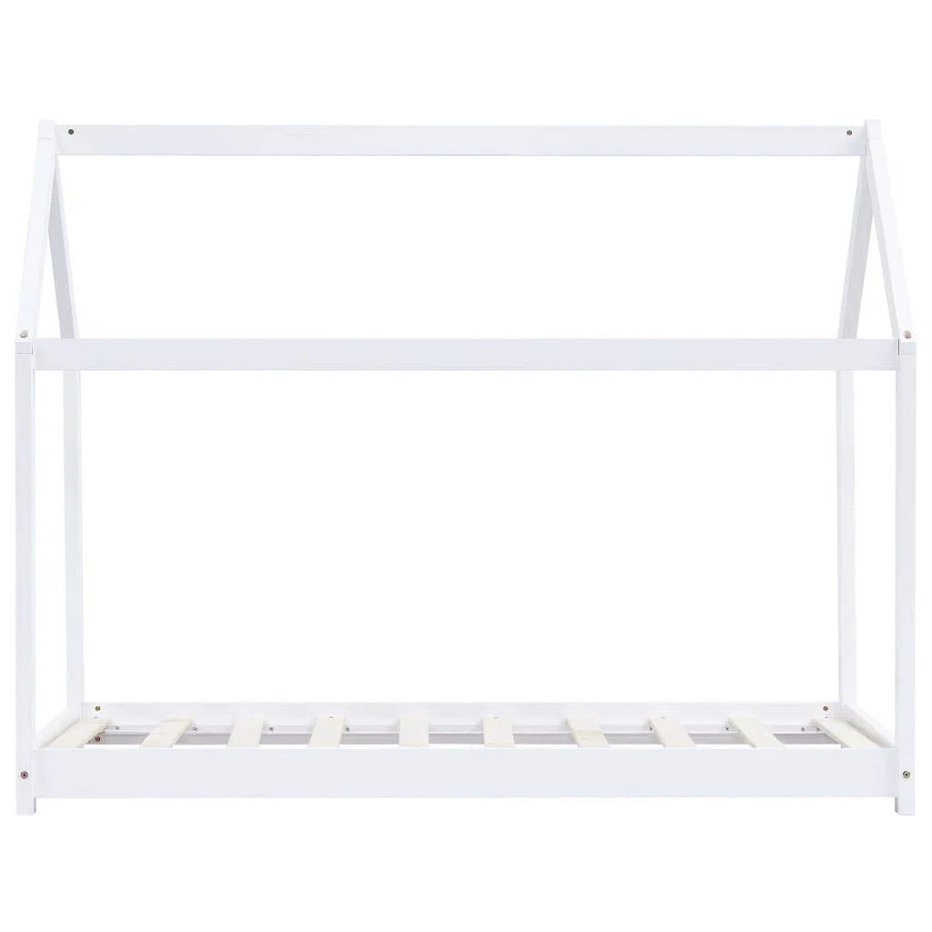 BaraSh Kinder-Bettgestell Weiß Massivholz Kiefer 70 x 140 cm Hausbett Deko Bett Kinder Kinderbett Hausbett Kinder Bodenbett