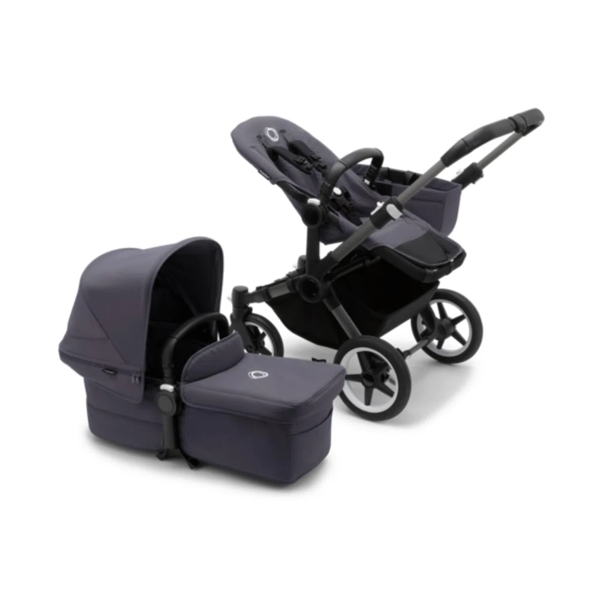 Bugaboo Donkey 5 Mono Kinderwagen, umbaubar zum Doppel- oder Zwillingskinderwagen, Graphit/Stormy Blue
