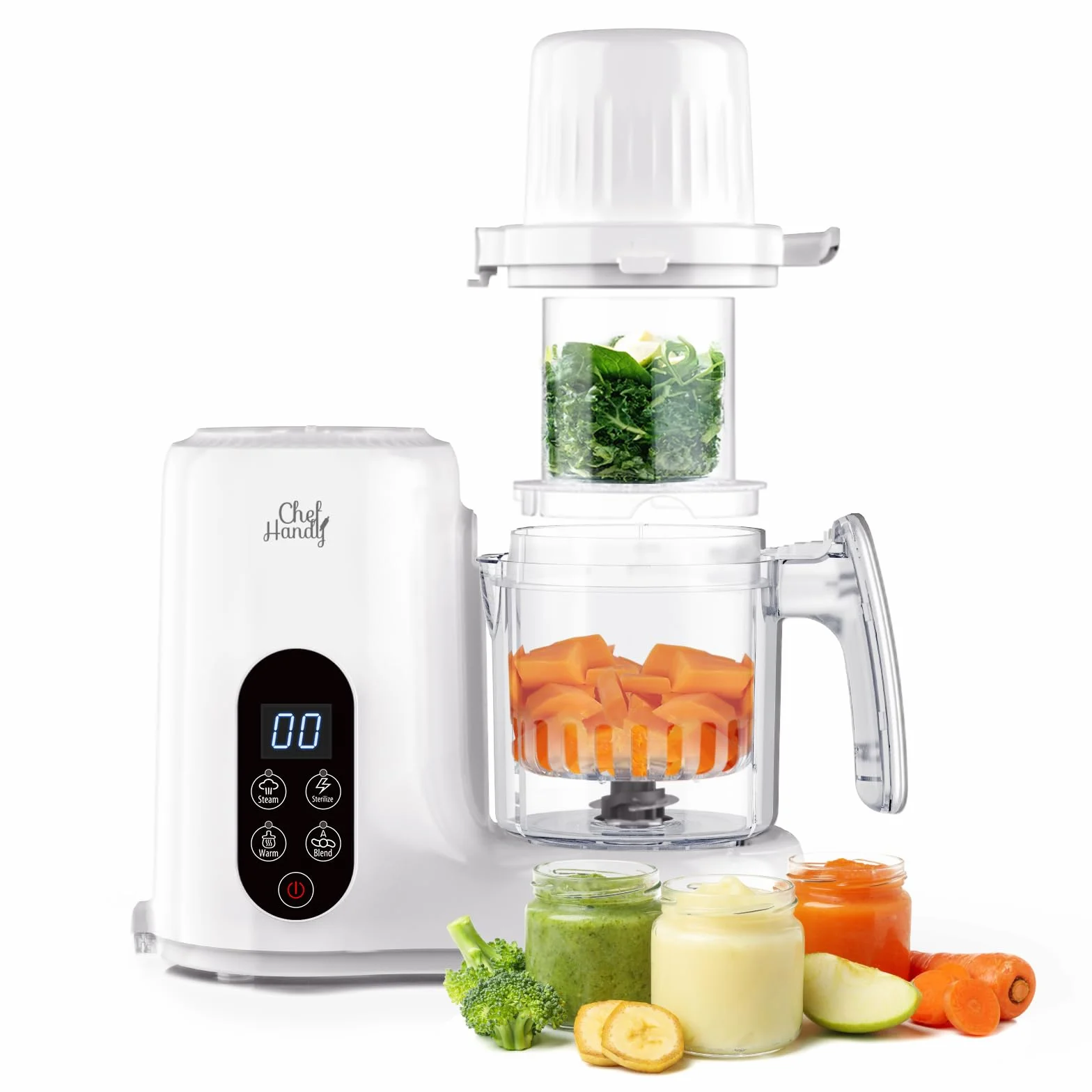 Babynahrungszubereiter,Babynahrungsprozessor,Multifunktionaler Babybrei Zubereiter,Baby Food Maker mit Dampfgarer,Mixer und Flaschenwärmer,zur schnellen und gesunden Baby Nahrungszubereitung