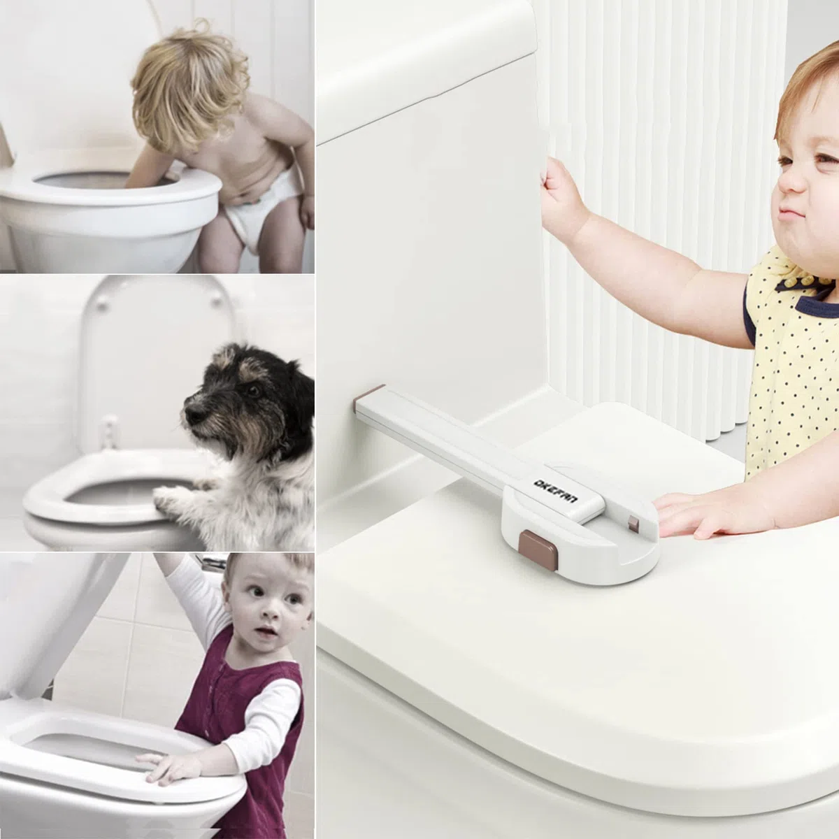 Toilettenschlösser Baby Proof – OKEFAn WC-Sitzschloss Kindersicherung für Kleinkinder Klebe Kinder Proofing Toilettendeckelschloss Einfach zu installieren, kein Bohren erforderlich (1)