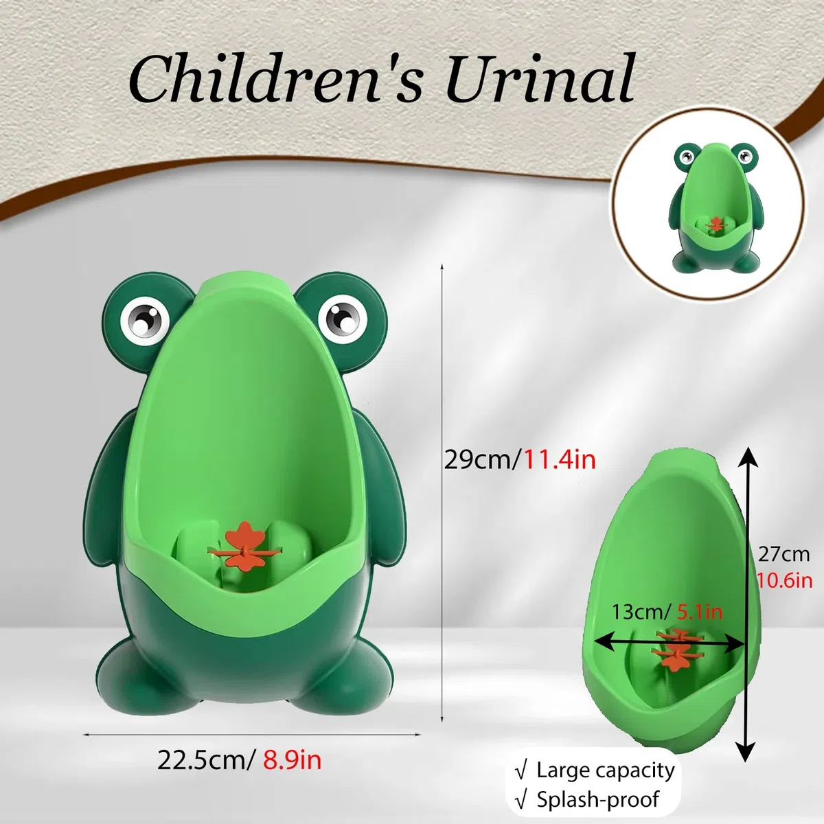 Urinal-Töpfchen Jungen-Urinal Für Badezimmer, An Der Wand Hängende Urinale Für Kleinkinder Mit Rotierender Windmühle, Lustiges Zielziel, Tragbare Trainingshilfe(Green)