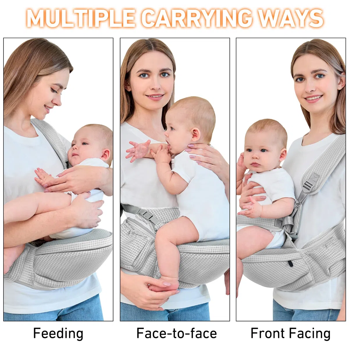 IULONEE Tragetuch Babytrage Neugeborene Ab Geburt Hüfttrage Kleinkind Trage Hüftsitzträger Ergonomischer Tragehilfe Babytrage Baby Hüftsitz Tragehilfe Für Neugeborene (Grau)
