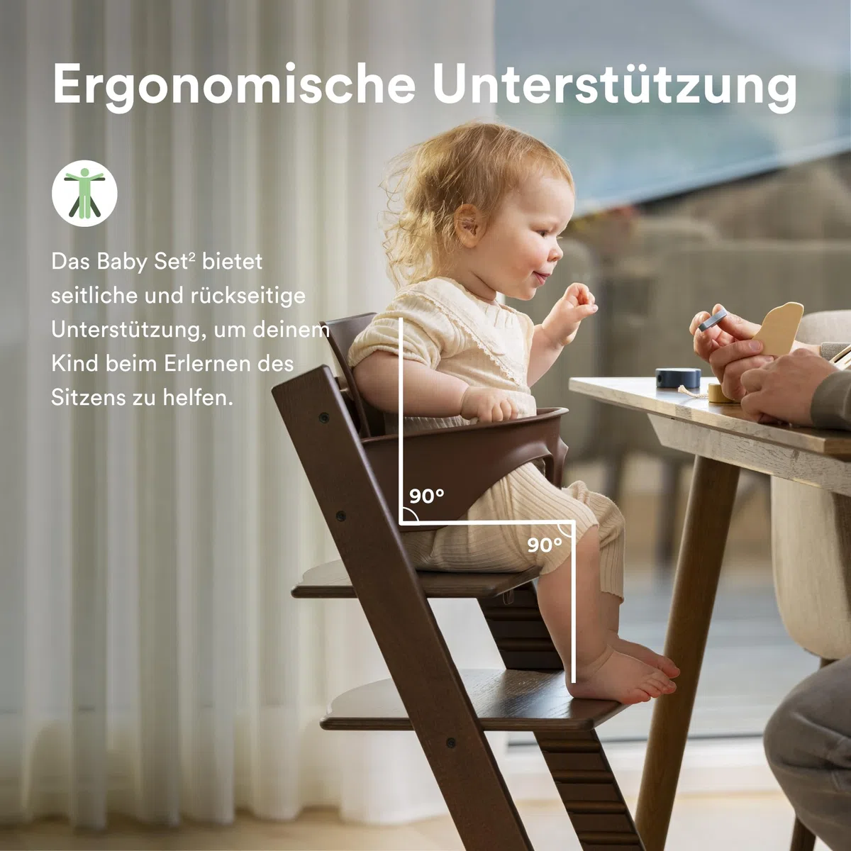 Stokke Tripp Trapp Hochstuhl, Oak Warm Brown/Warm Brown (inklusive Stuhl & Baby Set2) mit Newborn Set - Sicheres, verstellbares, ergonomisches Design