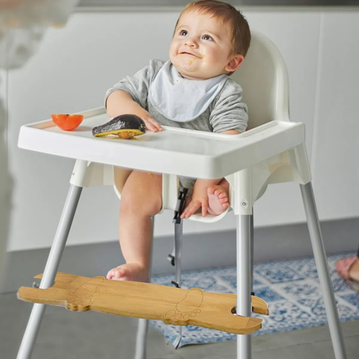 Hochstuhl-Fußstütze, rutschfeste Fußstütze aus Holz, ergonomischer Babybedarf, Kinderzimmermöbel für Kleinkinder, Essen, Essen und Komfort, 50 x 8,2 cm
