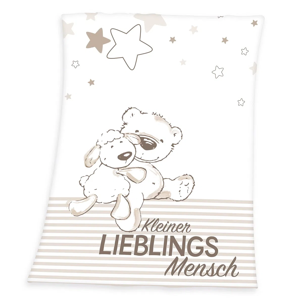 Herding Baby Best Baby-Schlafsack, Kleiner Lieblingsmensch Motiv, 90 cm, Weiß & Fynn Babydecke, Lieblingsmensch Motiv, 75 x 100 cm, Microfaserflausch, Weiß