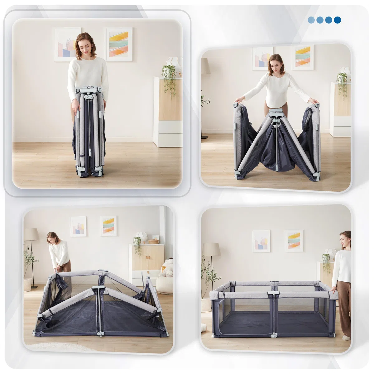 Sweeby Baby Laufstall, Faltbarer Spielhof, Extra Großer Babyzaun für Drinnen & Draußen, Sicherer Laufstall für Babys und Kleinkinder (Space Gray, 200 x 180 cm)