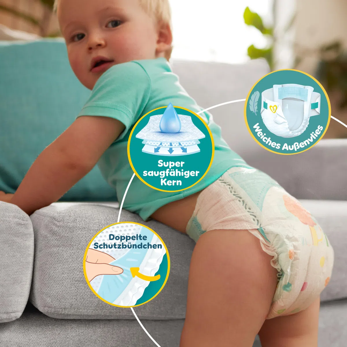 Pampers Baby-Dry Größe 7 132 Windeln 15kg+ Auslaufschutz Komfort