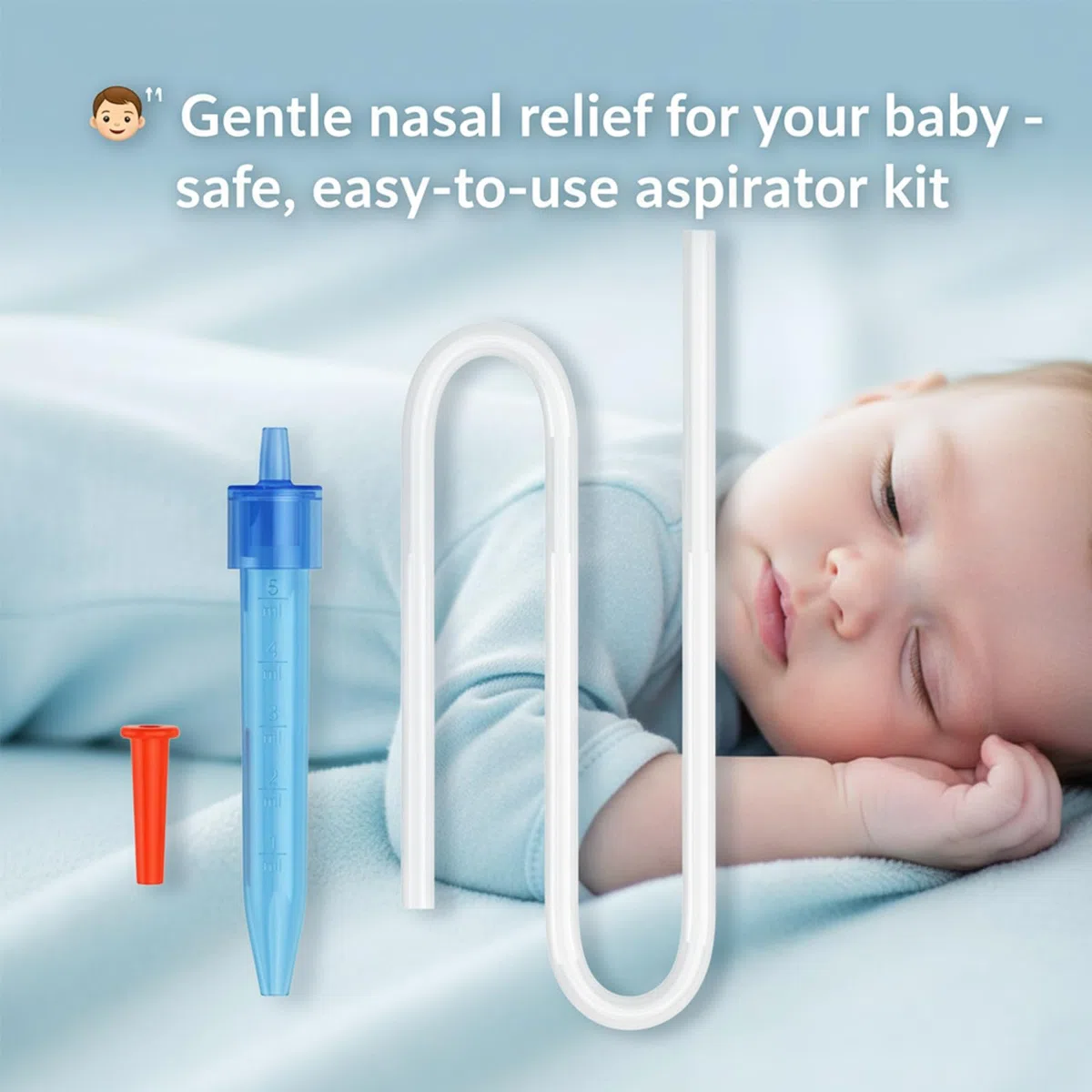 Nasensauger für Baby, Baby Nasensauger Sanftes Absaugen bei Schnupfen, mit 40 Hygienefilter, Spülmaschinenfest, BPA-frei