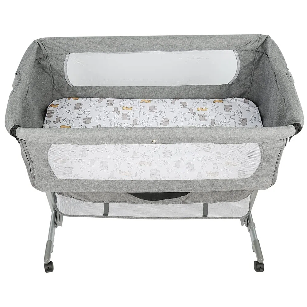 Cododo-Wiege, Beistellbett, Beistellbett mit Matratze und Moskitonetz, 3-in-1, Mobile Babywiege, Beistellbett für Babys von 0 bis 36 Monaten, verbessertes Modell (dunkelgrau)