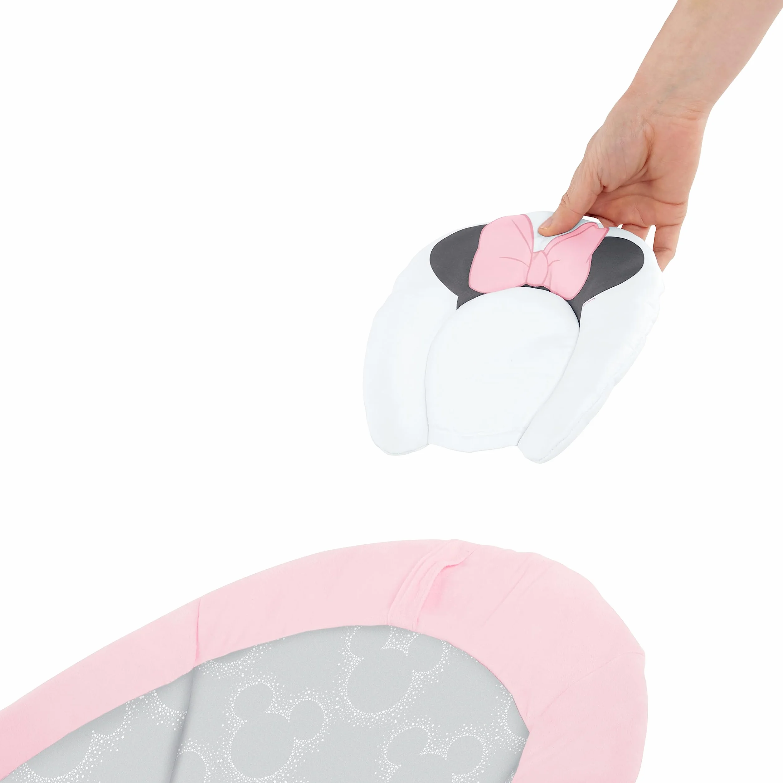 Bright Starts, Minnie Maus Rosy Skies vibrierende Babywippe Babyschaukel mit Musik, Lautstärkeregler, 3 Spielzeugen, Sicherheitsgurt, rutschfesten Füßen und mehr, Minnie Mouse, 1 Stück