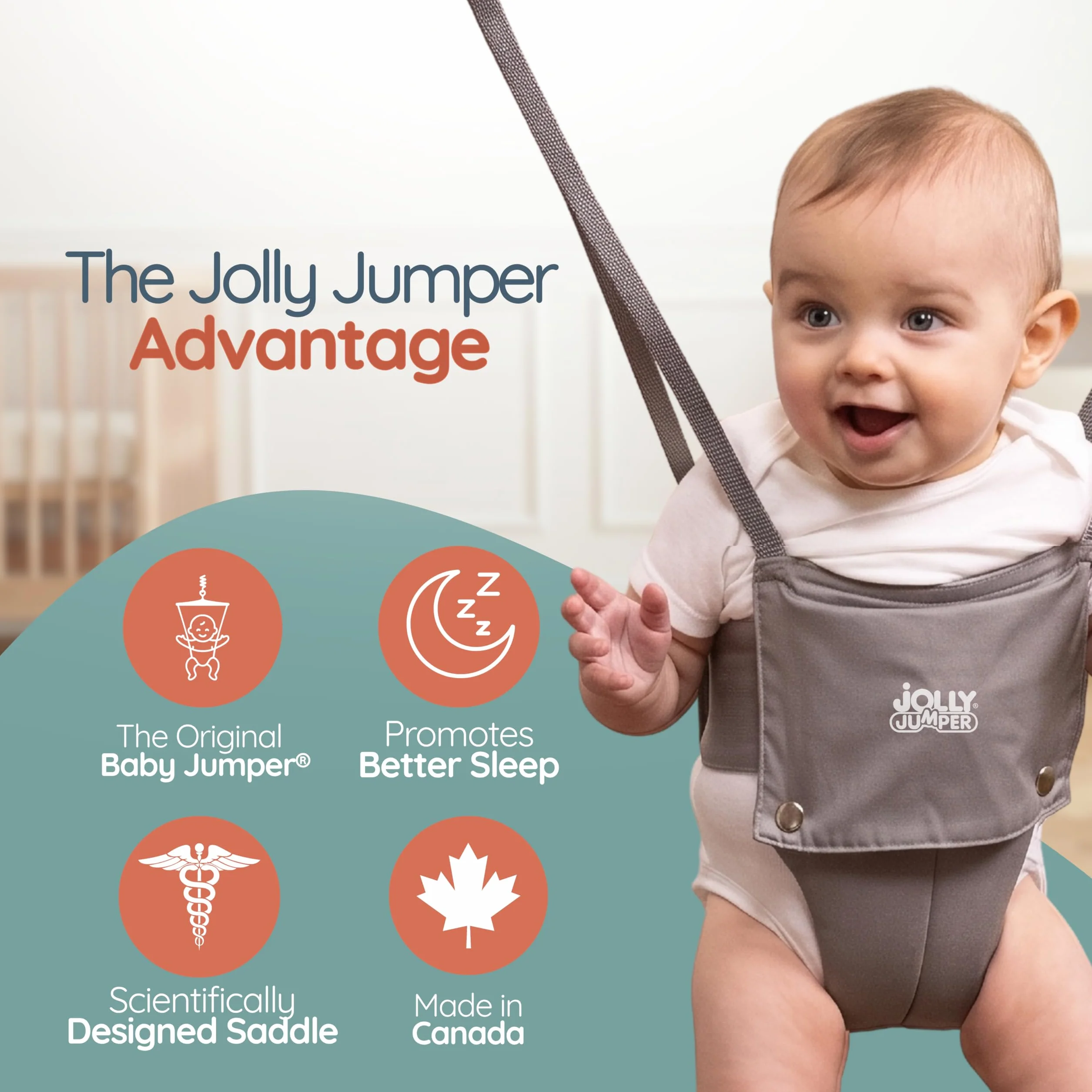 Das Original Jolly Jumper Baby-Trainingsgerät mit Tür-Klemme