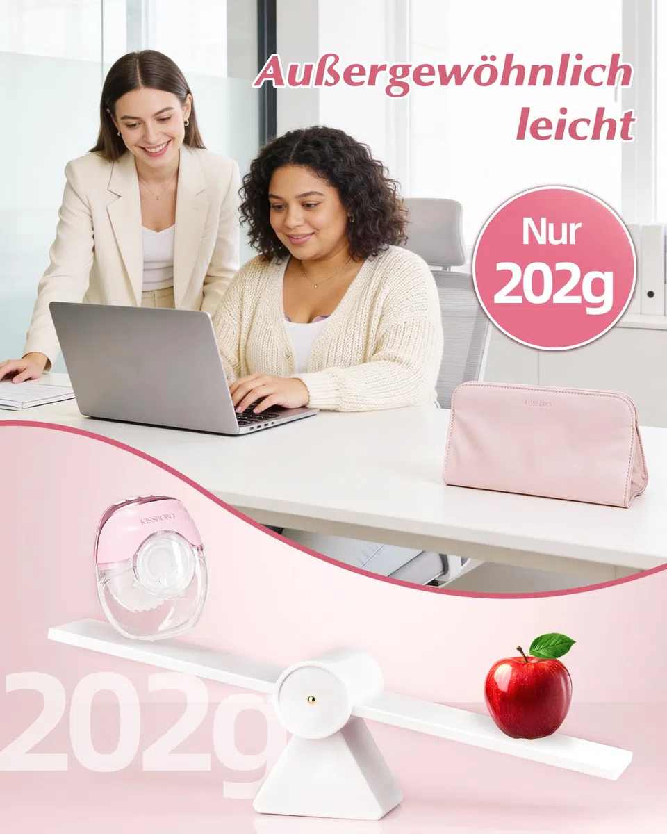 KISSBOBO Milchpumpe Elektrisch freihändig, tragbar, 3 Modi 8 Stufen | 50mm ultra dünn, leise und tragbar für diskretes Abpumpen zu Hause oder unterwegs(Beige 2Stück)