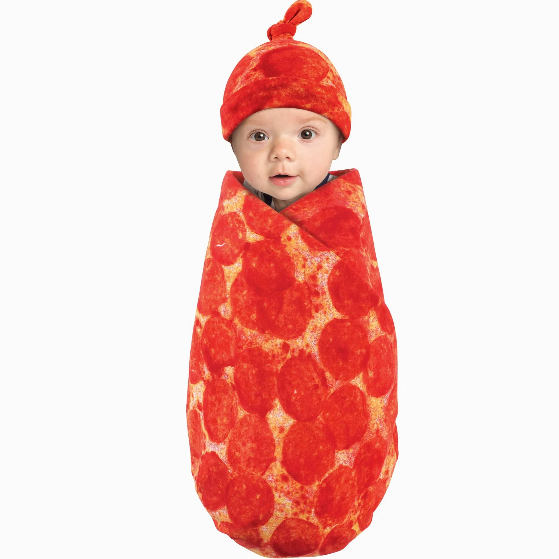 Touched by Nature Unisex Baby Wickeldecke und Stirnband oder Mütze, Bio-Baumwolle, Pizza, Einheitsgröße