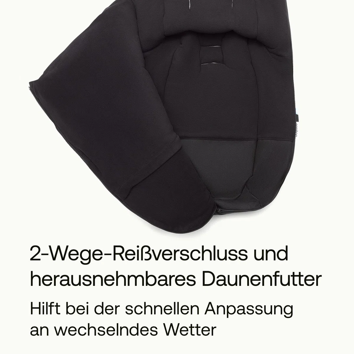 Bugaboo Performance Winter Fußsack für die kalte Jahreszeit, unverzichtbares Kinderwagen-Zubehör mit Kapuze und Zwei-Wege-Reißverschluss, Fußwärmer in Midnight Black