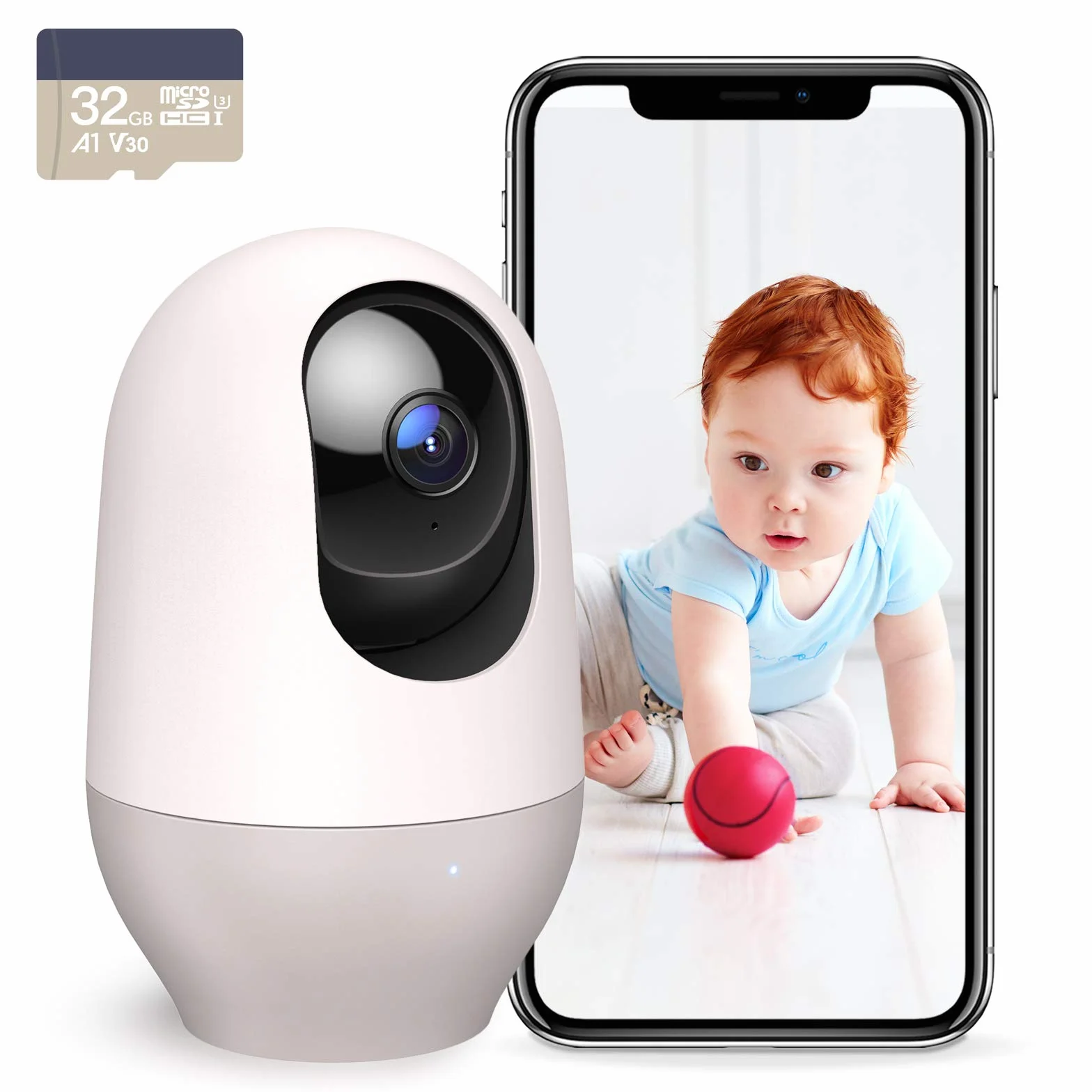 nooie Babyphone mit SD-Karte, Babyphone mit Kamera, 360°-Kamera, WLAN-Babykamera mit Telefon-App, AI-Bewegungsverfolgung und Geräuscherkennung, 1080P-Nachtsicht, Zwei-Wege-Audio