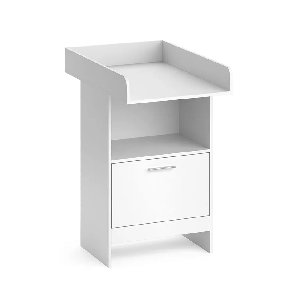 Vicco Wickelkommode Leo, Weiß, 60 x 103 cm | mit Schublade, mit offenem Regal für schnellen Zugriff auf Pflegeutensilien