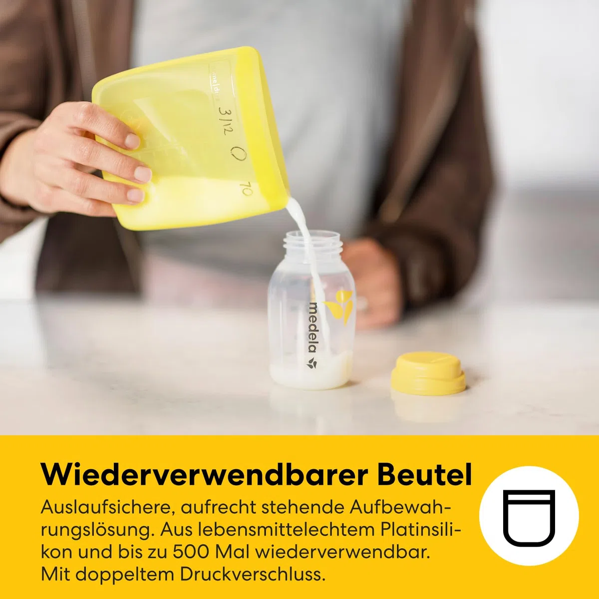 Medela All-in-One Set zur Aufbewahrung von Muttermilch mit 150ml-Flaschen, Easy Pour & wiederverwendbaren Muttermilchbeuteln, Quick Clean Mikrowellenbeuteln & Kühltasche mit passend geformtem Kühlakku