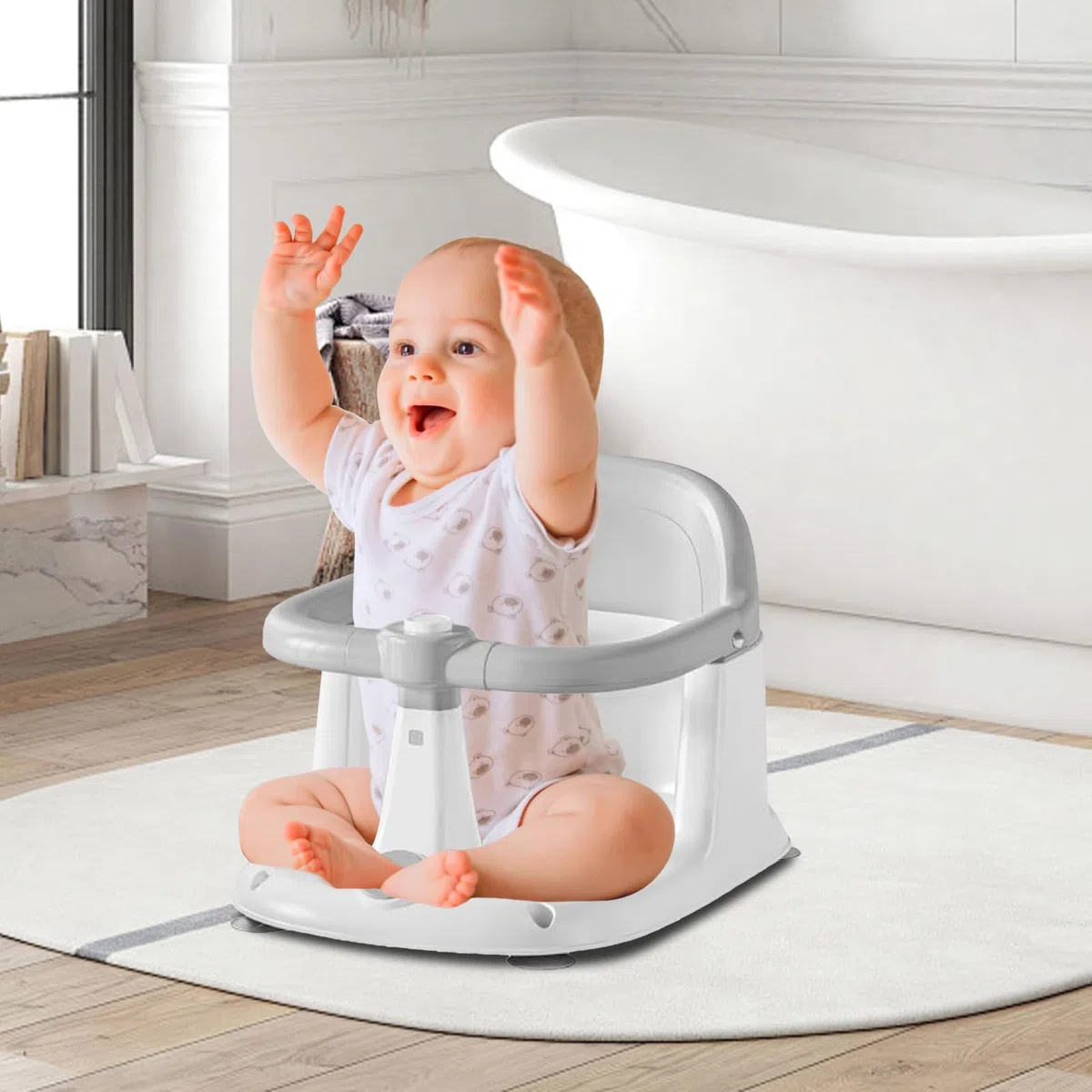 Baby-Badesitz – tragbare Badehilfe für Babys, rutschfest, schnell abzulassen, für Babys von 1 bis 3 Jahren, für Bad und Reise
