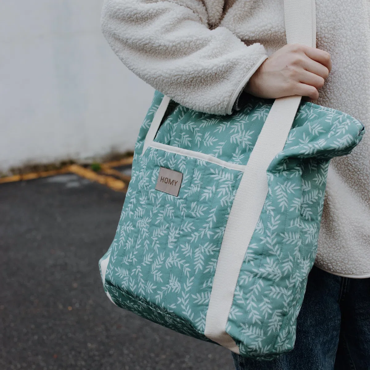 Leichte Wickeltasche für Babys – große Kapazität, gesteppte Baumwoll-Wickeltasche mit 3 Innentaschen, weiche Canvas-Griffe, tragbare Baby-Reisetasche für den täglichen Gebrauch