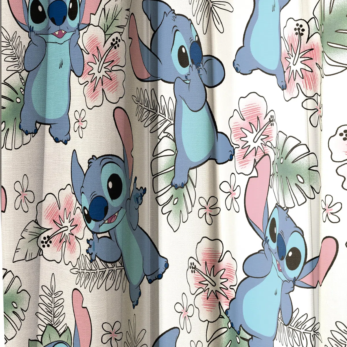 Jay Franco Fenstervorhänge für Kinderzimmer, 4-teiliges Drapier-Set mit 2 Raffhaltern, mehrfarbig – Lilo & Stitch, 106,7 cm B x 160 cm L (2 Stück)